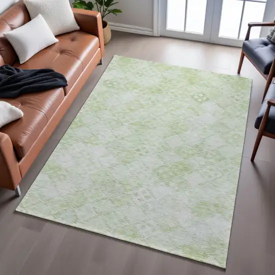 Sage And Ivory Geometric Washable Area Rug With UV Protection Photo 5