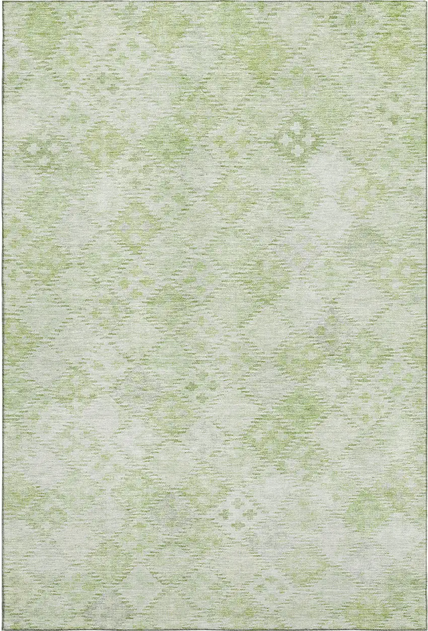 Sage And Ivory Geometric Washable Area Rug With UV Protection Photo 1