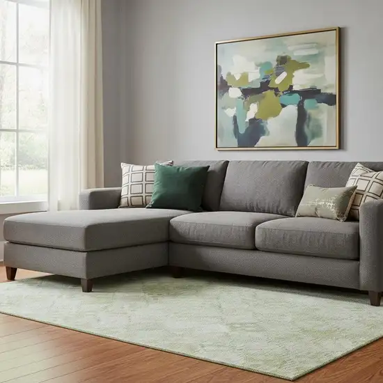 Sage And Ivory Geometric Washable Area Rug With UV Protection Photo 2