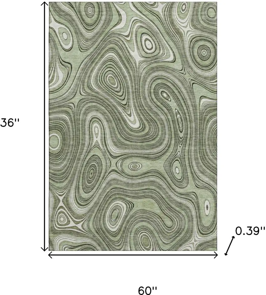 Sage And Ivory Geometric Washable Area Rug With UV Protection Photo 9