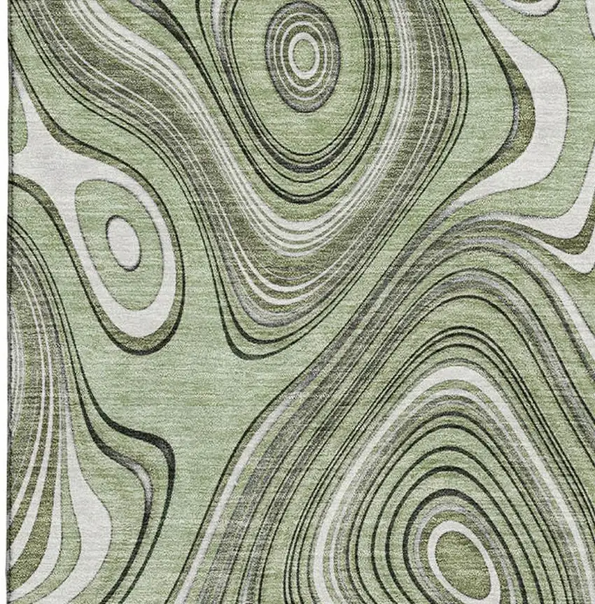 Sage And Ivory Geometric Washable Area Rug With UV Protection Photo 4