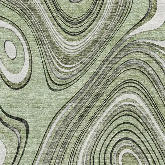 Sage And Ivory Geometric Washable Area Rug With UV Protection Photo 3