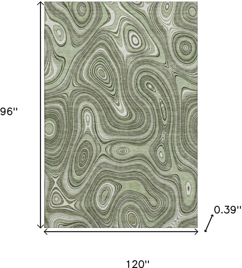 Sage And Ivory Geometric Washable Area Rug With UV Protection Photo 9