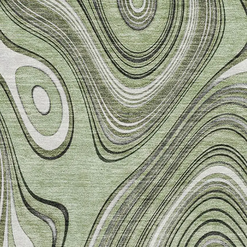 Sage And Ivory Geometric Washable Area Rug With UV Protection Photo 3