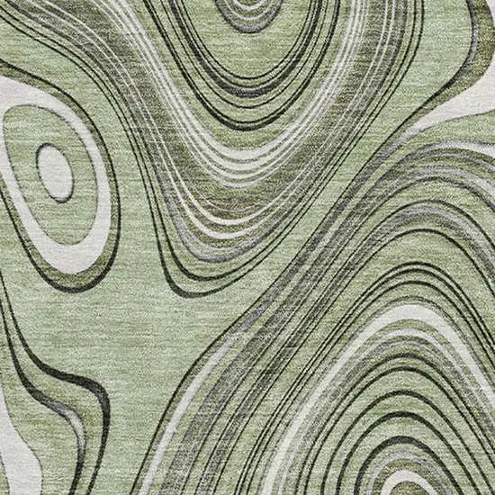 Sage And Ivory Geometric Washable Area Rug With UV Protection Photo 3