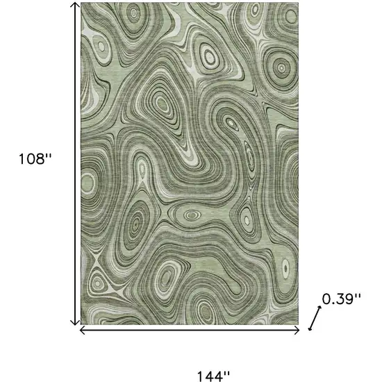 Sage And Ivory Geometric Washable Area Rug With UV Protection Photo 9