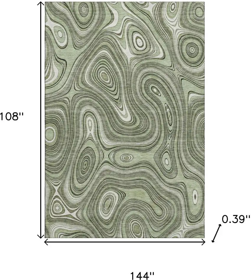 Sage And Ivory Geometric Washable Area Rug With UV Protection Photo 9