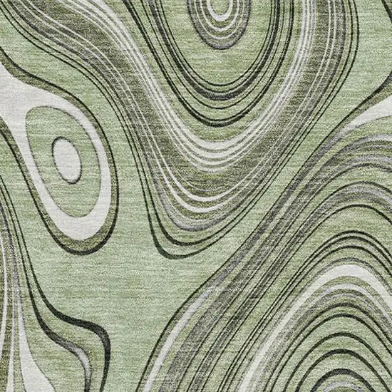 Sage And Ivory Geometric Washable Area Rug With UV Protection Photo 3