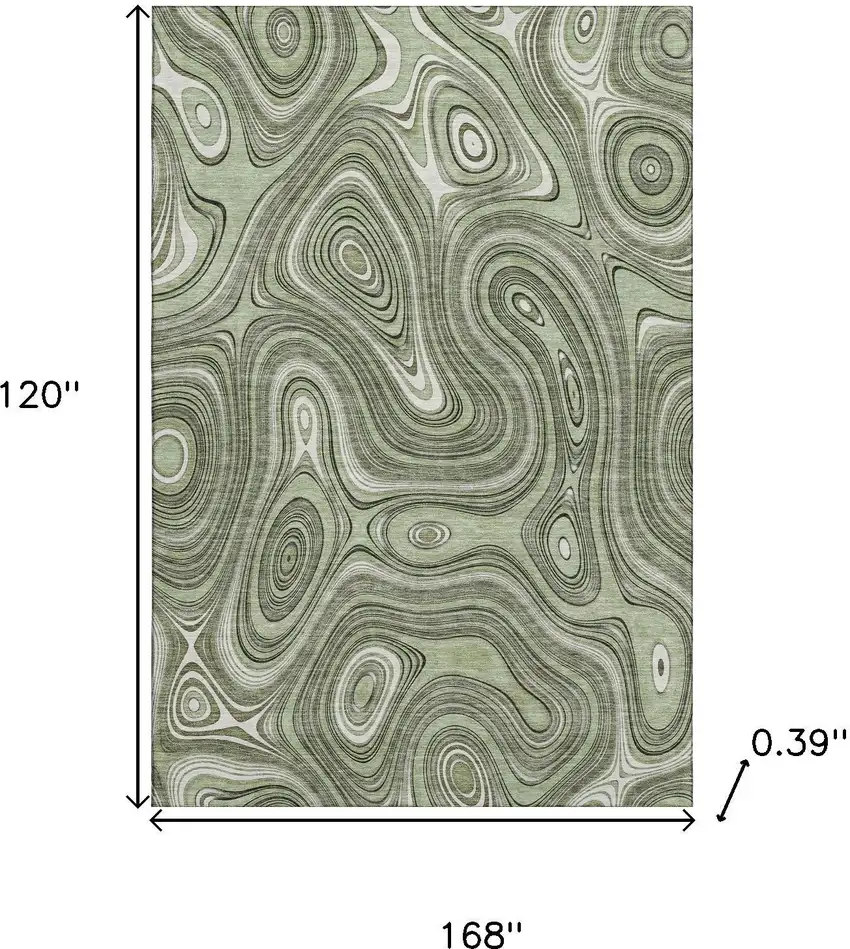 Sage And Ivory Geometric Washable Area Rug With UV Protection Photo 9