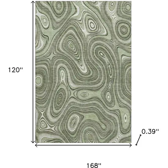 Sage And Ivory Geometric Washable Area Rug With UV Protection Photo 9