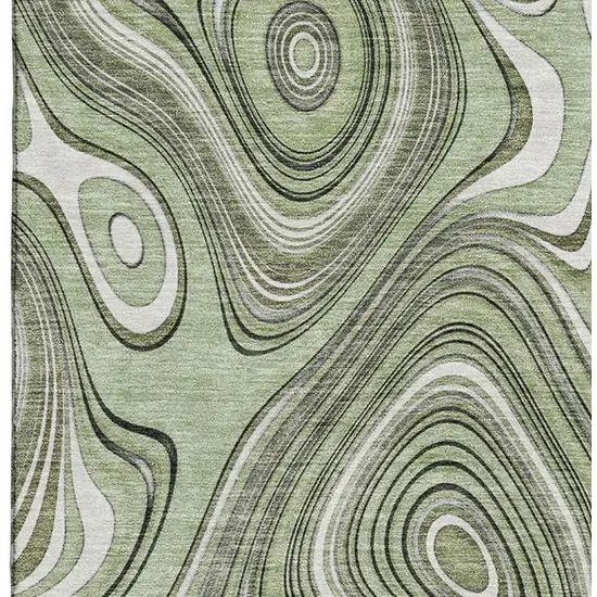 Sage And Ivory Geometric Washable Area Rug With UV Protection Photo 4