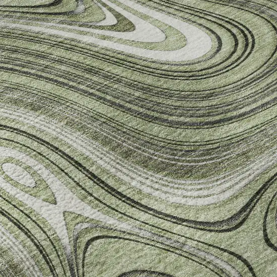 Sage And Ivory Geometric Washable Area Rug With UV Protection Photo 8