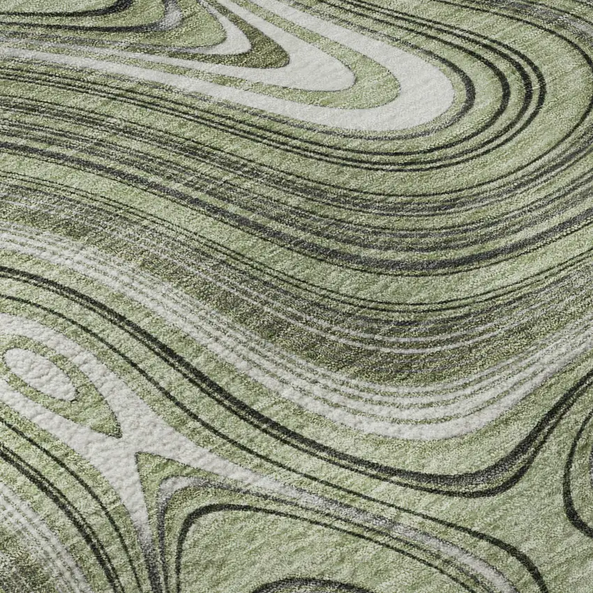 Sage And Ivory Geometric Washable Area Rug With UV Protection Photo 8