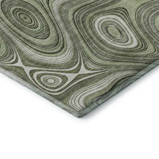 Sage And Ivory Geometric Washable Area Rug With UV Protection Photo 7