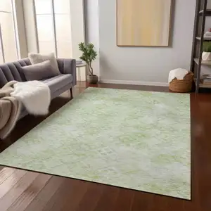 Photo of Sage And Ivory Geometric Washable Indoor Outdoor Area Rug