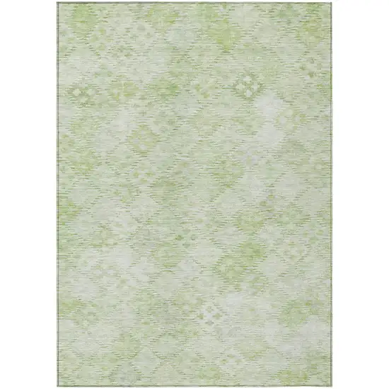 Sage And Ivory Geometric Washable Indoor Outdoor Area Rug Photo 2