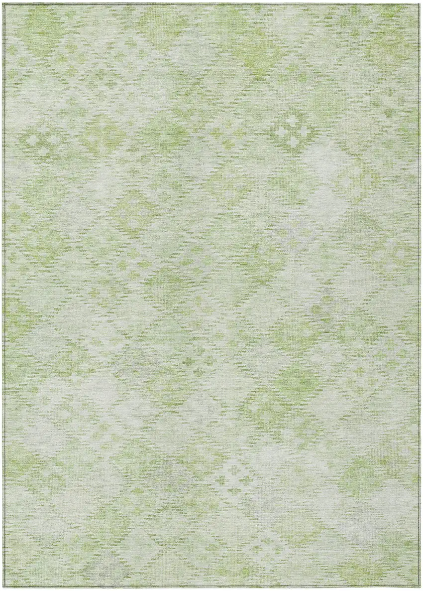 Sage And Ivory Geometric Washable Indoor Outdoor Area Rug Photo 2