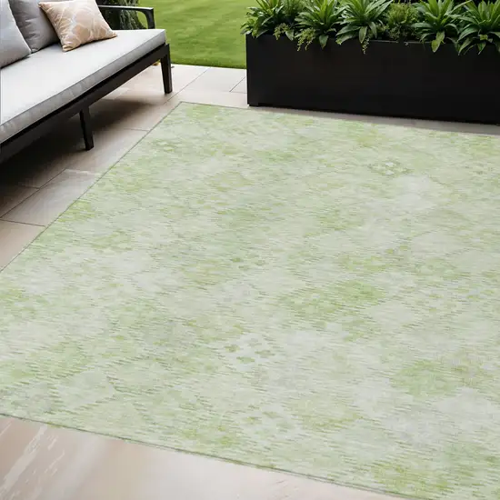 Sage And Ivory Geometric Washable Indoor Outdoor Area Rug Photo 1