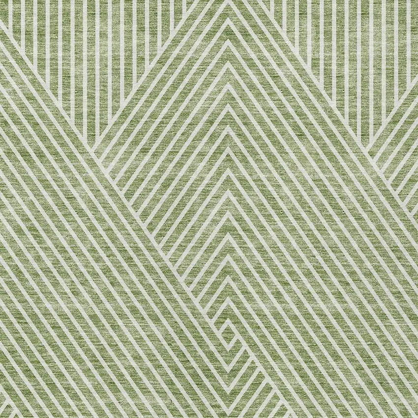 Sage And Ivory Geometric Washable Indoor Outdoor Area Rug Photo 5