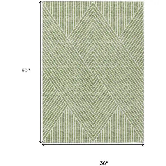 Sage And Ivory Geometric Washable Indoor Outdoor Area Rug Photo 3