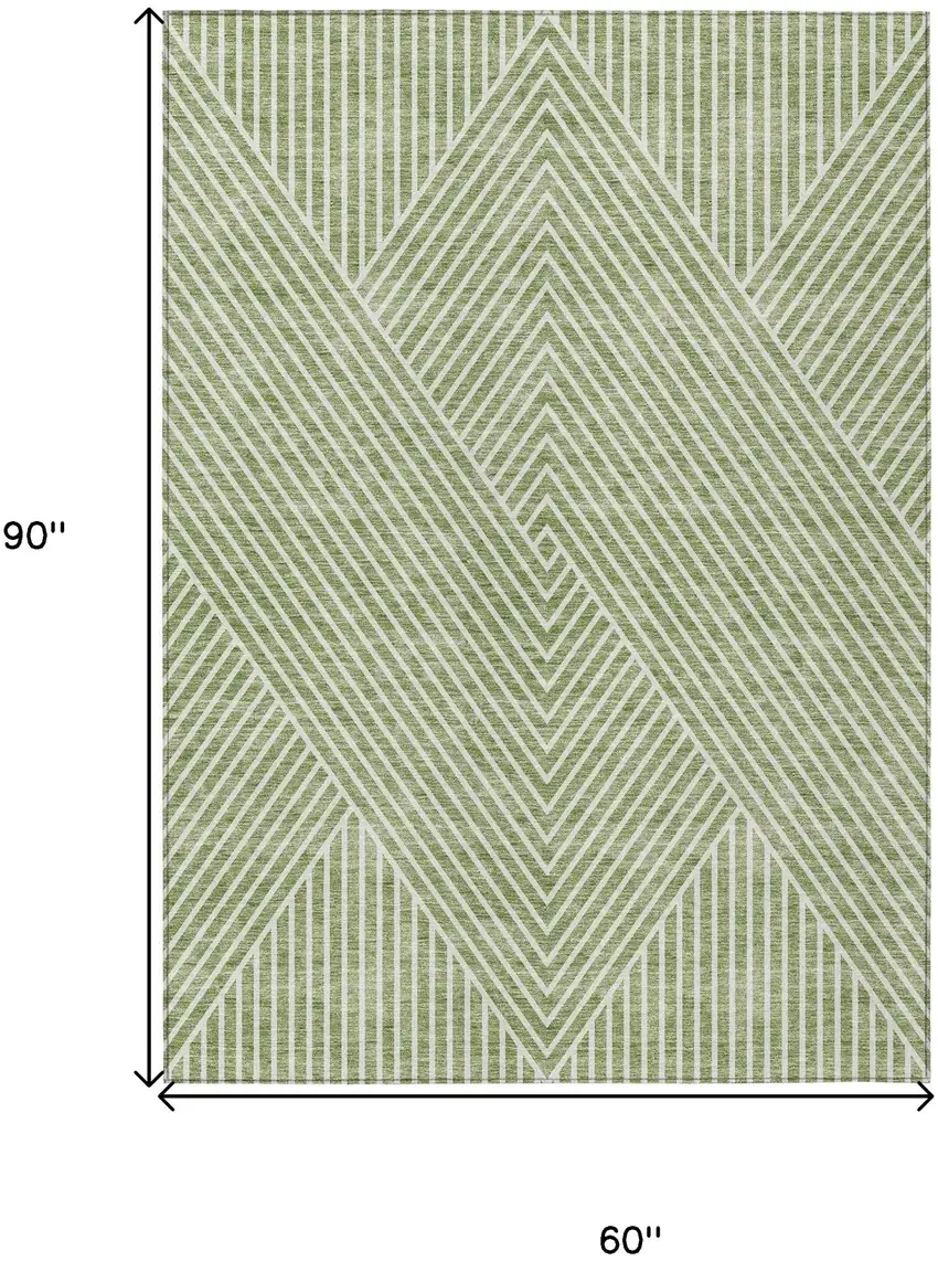 Sage And Ivory Geometric Washable Indoor Outdoor Area Rug Photo 3