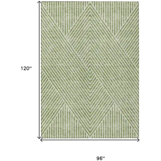 Sage And Ivory Geometric Washable Indoor Outdoor Area Rug Photo 3