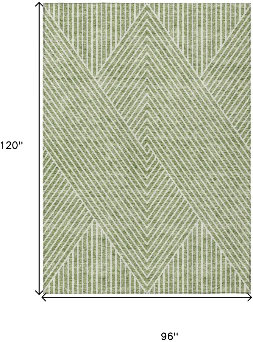 Sage And Ivory Geometric Washable Indoor Outdoor Area Rug Photo 3