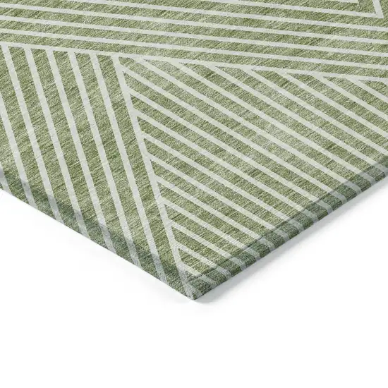 Sage And Ivory Geometric Washable Indoor Outdoor Area Rug Photo 4