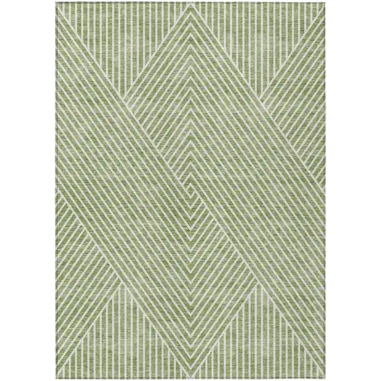 Sage And Ivory Geometric Washable Indoor Outdoor Area Rug Photo 2
