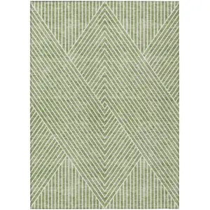Photo of Sage And Ivory Geometric Washable Indoor Outdoor Area Rug