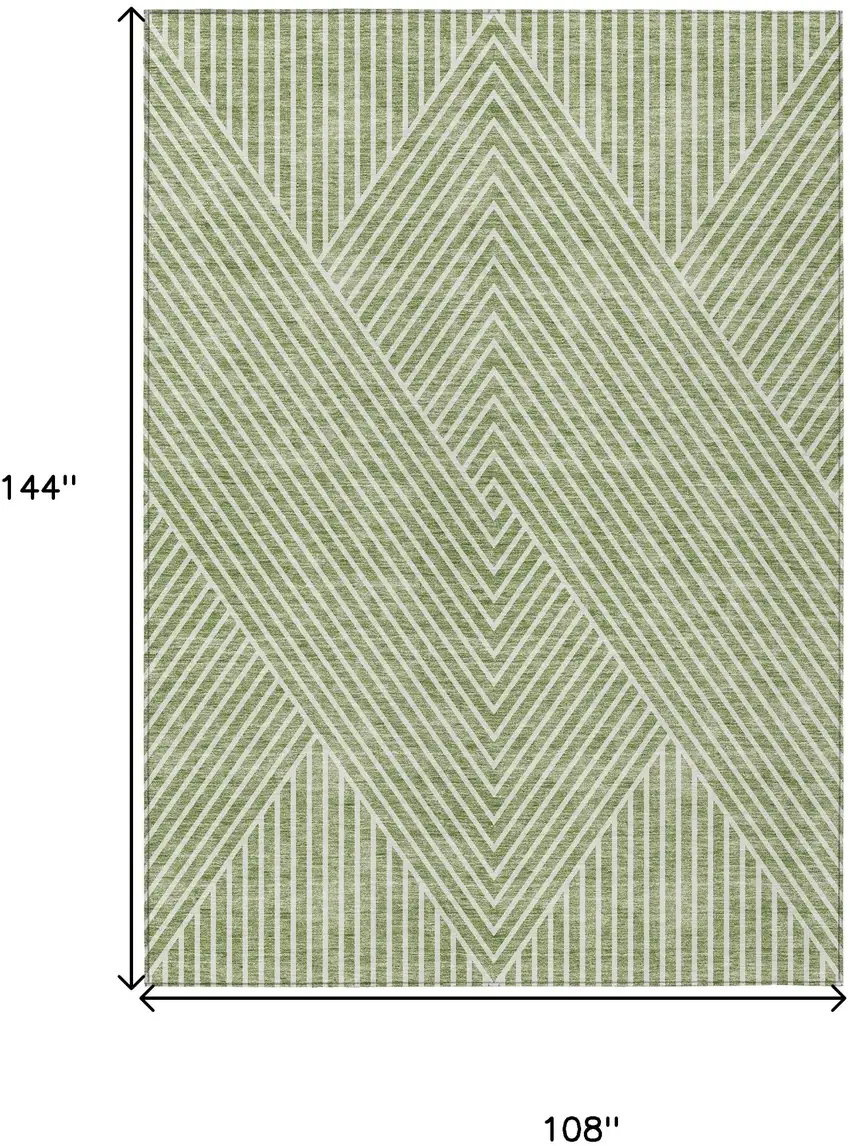 Sage And Ivory Geometric Washable Indoor Outdoor Area Rug Photo 3