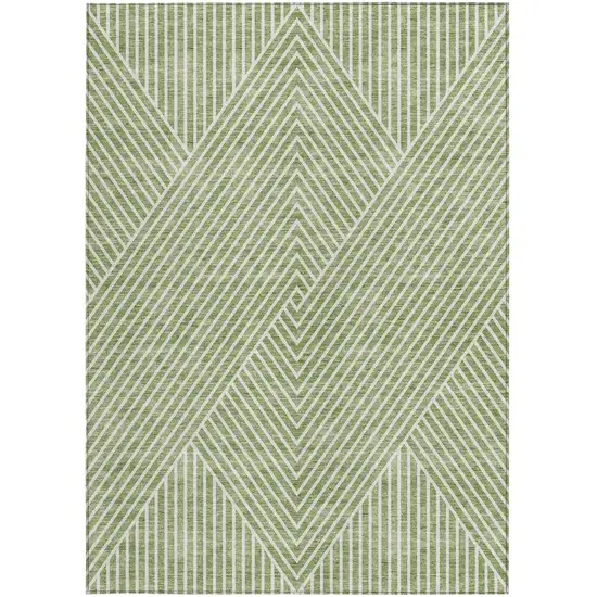 Sage And Ivory Geometric Washable Indoor Outdoor Area Rug Photo 5