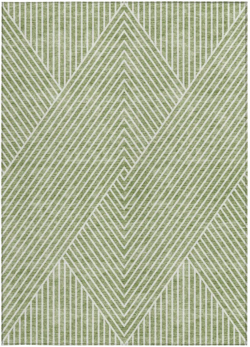 Sage And Ivory Geometric Washable Indoor Outdoor Area Rug Photo 5