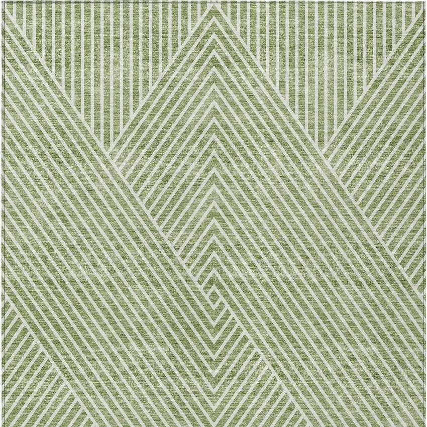 Sage And Ivory Geometric Washable Indoor Outdoor Area Rug Photo 6