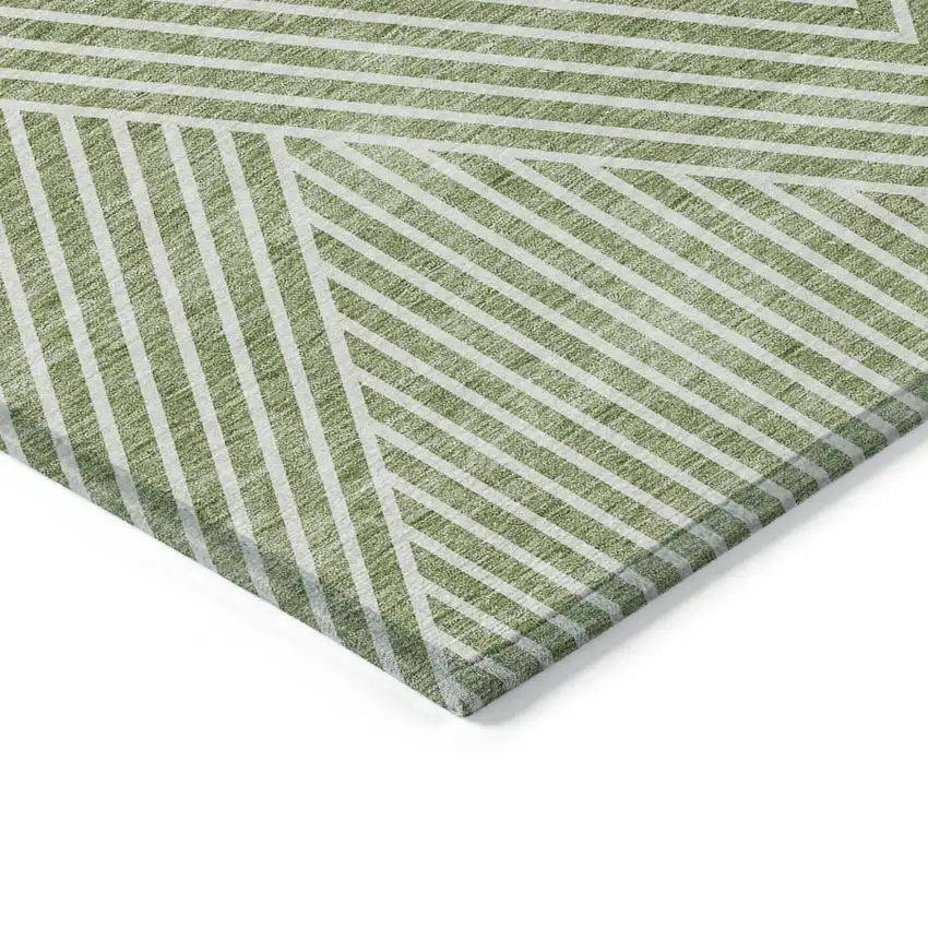 Sage And Ivory Geometric Washable Indoor Outdoor Area Rug Photo 4