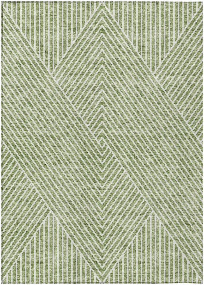 Sage And Ivory Geometric Washable Indoor Outdoor Area Rug Photo 2