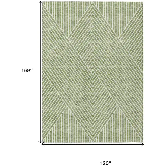 Sage And Ivory Geometric Washable Indoor Outdoor Area Rug Photo 3