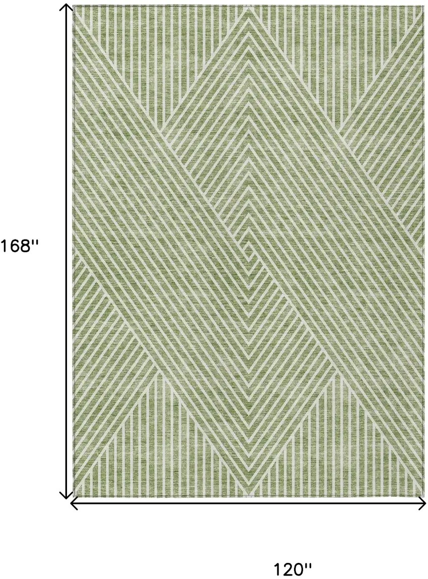 Sage And Ivory Geometric Washable Indoor Outdoor Area Rug Photo 3