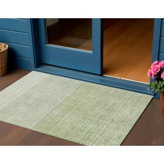 Sage And Ivory Geometric Washable Indoor Outdoor Area Rug Photo 2