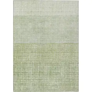 Photo of Sage And Ivory Geometric Washable Indoor Outdoor Area Rug