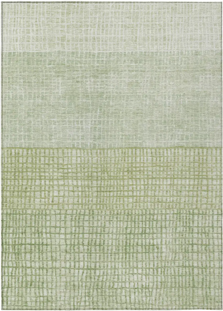 Sage And Ivory Geometric Washable Indoor Outdoor Area Rug Photo 1