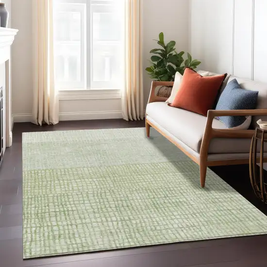 Sage And Ivory Geometric Washable Indoor Outdoor Area Rug Photo 7