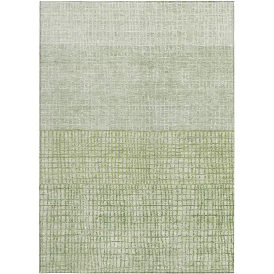 Sage And Ivory Geometric Washable Indoor Outdoor Area Rug Photo 3