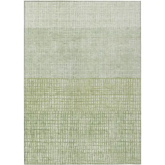 Sage And Ivory Geometric Washable Indoor Outdoor Area Rug Photo 1