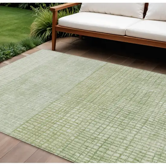 Sage And Ivory Geometric Washable Indoor Outdoor Area Rug Photo 2