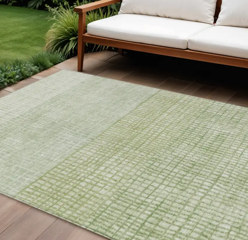 Sage And Ivory Geometric Washable Indoor Outdoor Area Rug Photo 2
