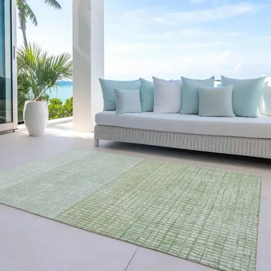 Sage And Ivory Geometric Washable Indoor Outdoor Area Rug Photo 5