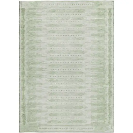 Sage And Ivory Geometric Washable Indoor Outdoor Area Rug Photo 4