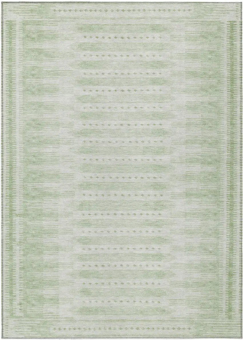 Sage And Ivory Geometric Washable Indoor Outdoor Area Rug Photo 1