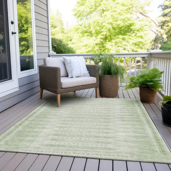 Sage And Ivory Geometric Washable Indoor Outdoor Area Rug Photo 9
